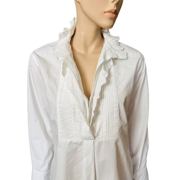 Isabel Marant Etoile Ruffled Collar Shirt Long Sleeves Button Closure Sz 4 - Picture 8 of 13